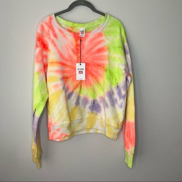 RE/DONE x Hanes Crewneck Pullover Sweatshirt Tie Dye Classic Raglan Size Small - Picture 2 of 6